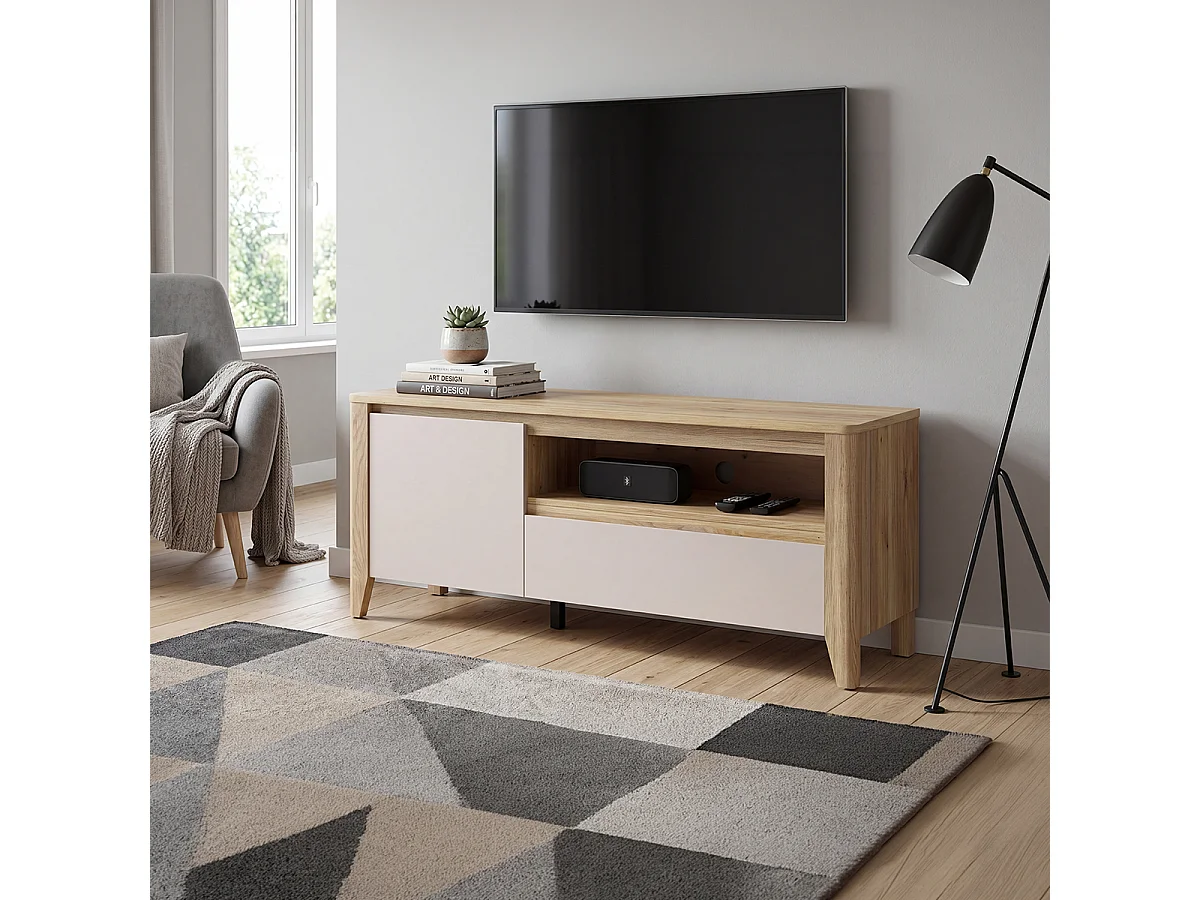 TV-bänk med 1 dörr och 1 låda 161 cm Samara Trä och Kashmir