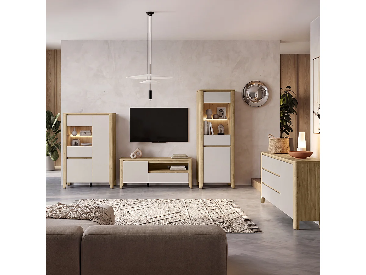 TV-bänk med 1 dörr och 1 låda 161 cm Samara Trä och Kashmir