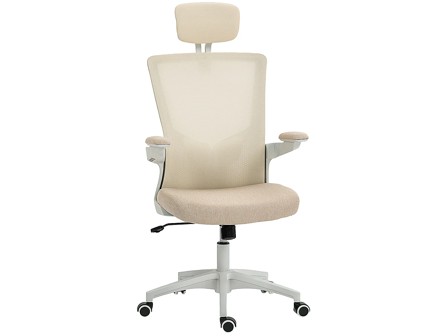 Chaise de bureau manager ergonomique réglable accousoirs relevables beige
