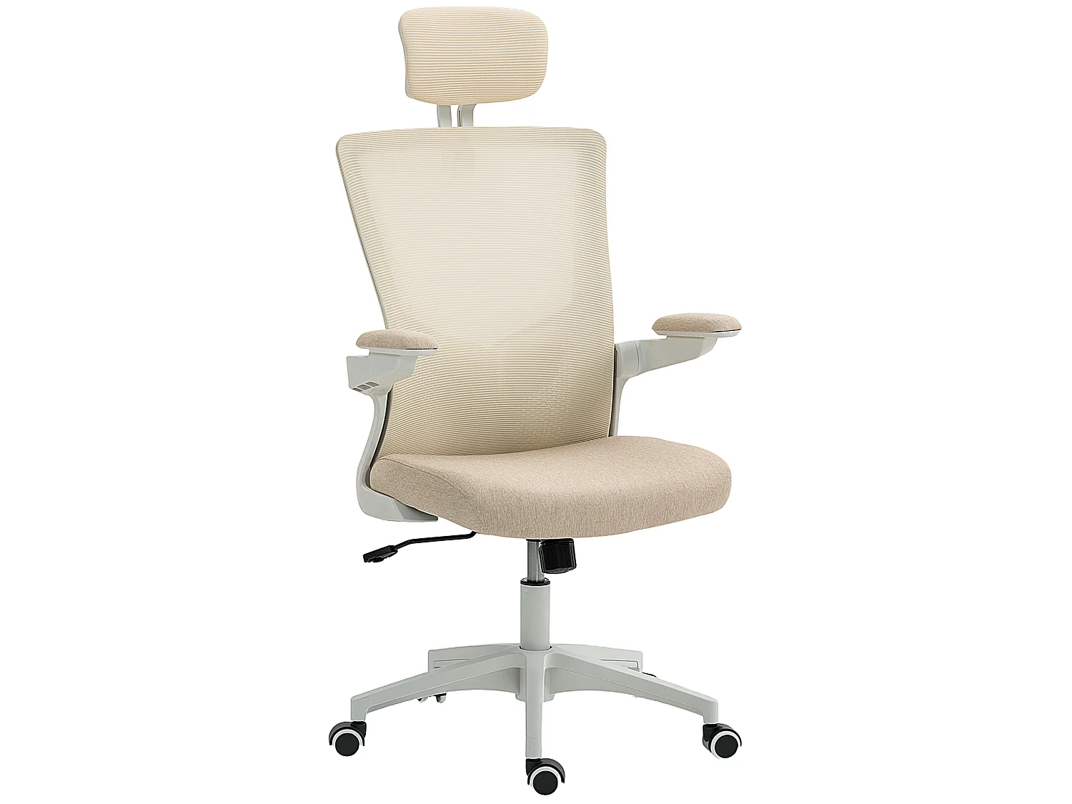 Chaise de bureau manager ergonomique réglable accousoirs relevables beige