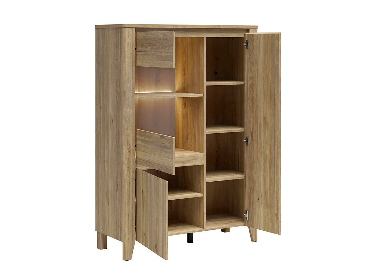 Vaisselier 3 portes LED inclus Samara Bois