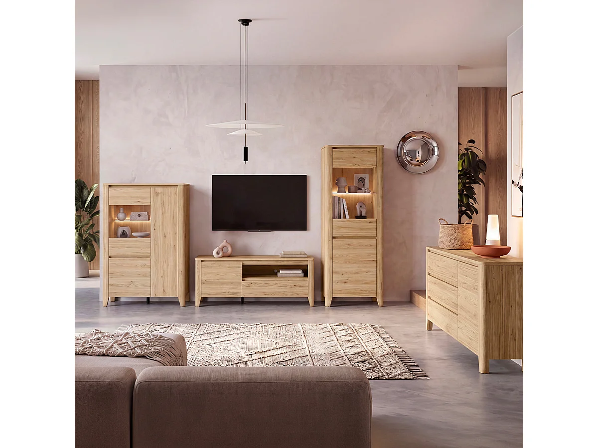 Vaisselier 3 portes LED inclus Samara Bois