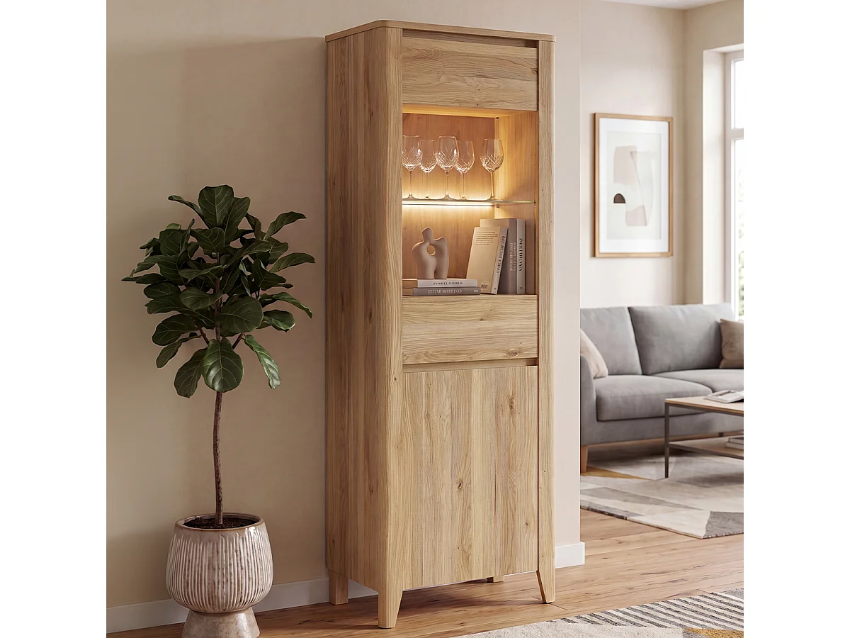Vaisselier 2 portes LED inclus Samara Bois