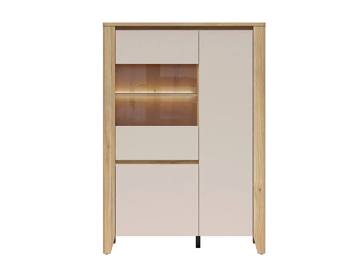 Vaisselier 3 portes LED inclus Samara Bois et Cachemire