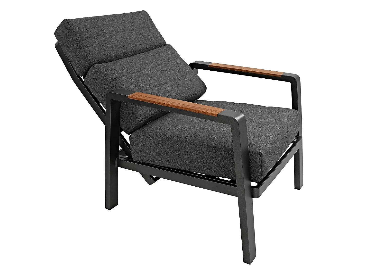 Aluminium tuinmeubelset - grijs - 5-zits- verstelbare tuinstoelen & vuurtafel