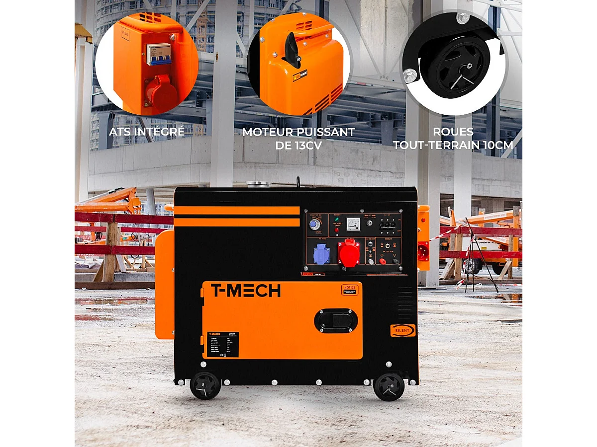 T-Mech Portable Silent Diesel Generator Three Phase 400V