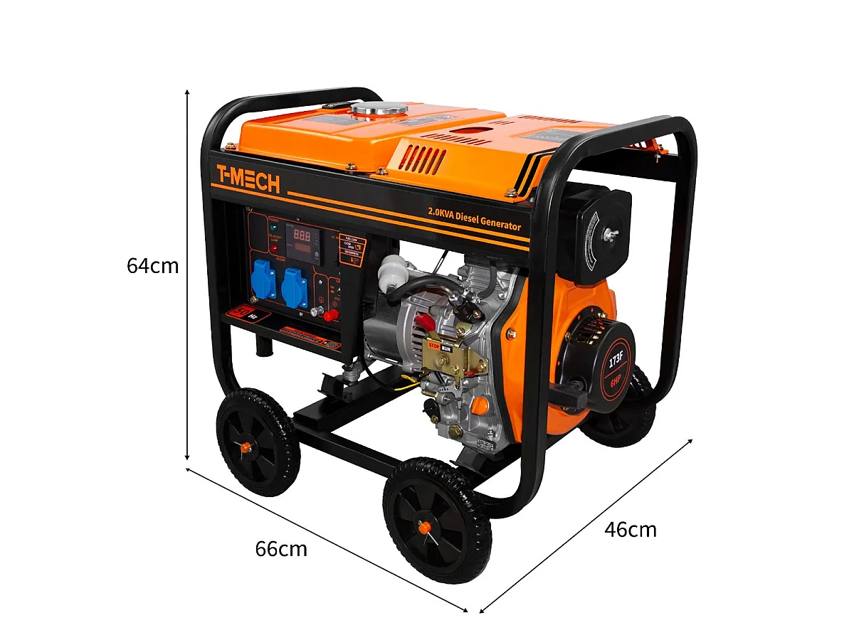 T-Mech 2kVA Portable Diesel Generator Open Frame