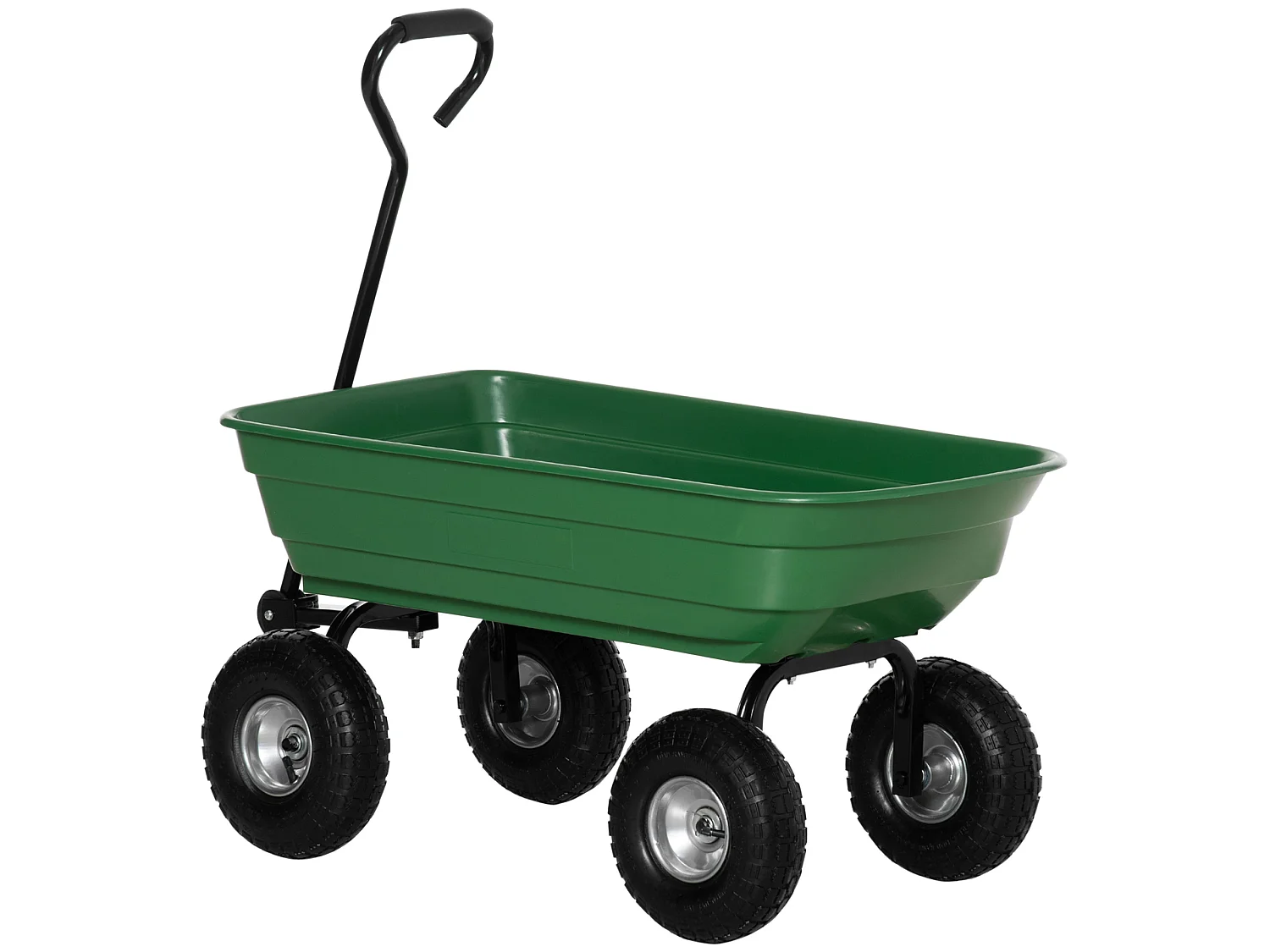 Chariot de Jardin 100L max. 250 Kg 4 roues pneumatiques poignée réglable noir vert