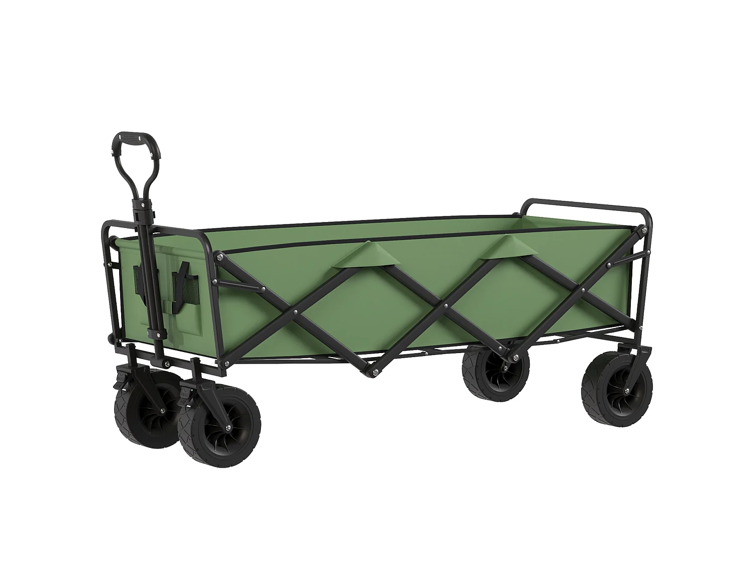 Chariot de jardin plage pliable 130L max. 250 Kg poignée telescopique