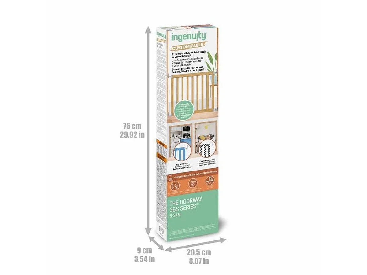 Barrière de sécurité bébé INGENUITY ajustable 76–91 cm, finitions personnalisables