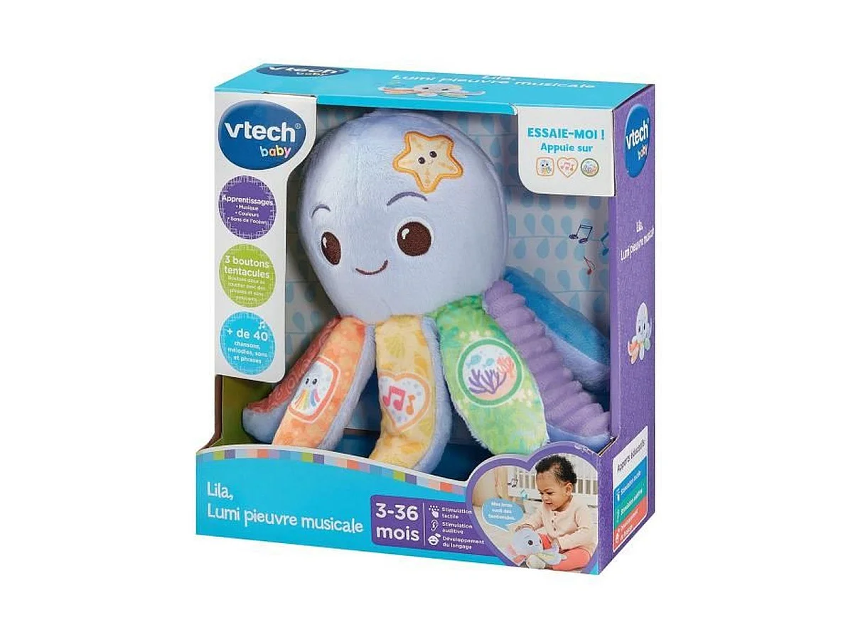 Brinquedo de Pelúcia Musical Interativo Polvo Lila VTech para Bebês de 3 a 36 Meses