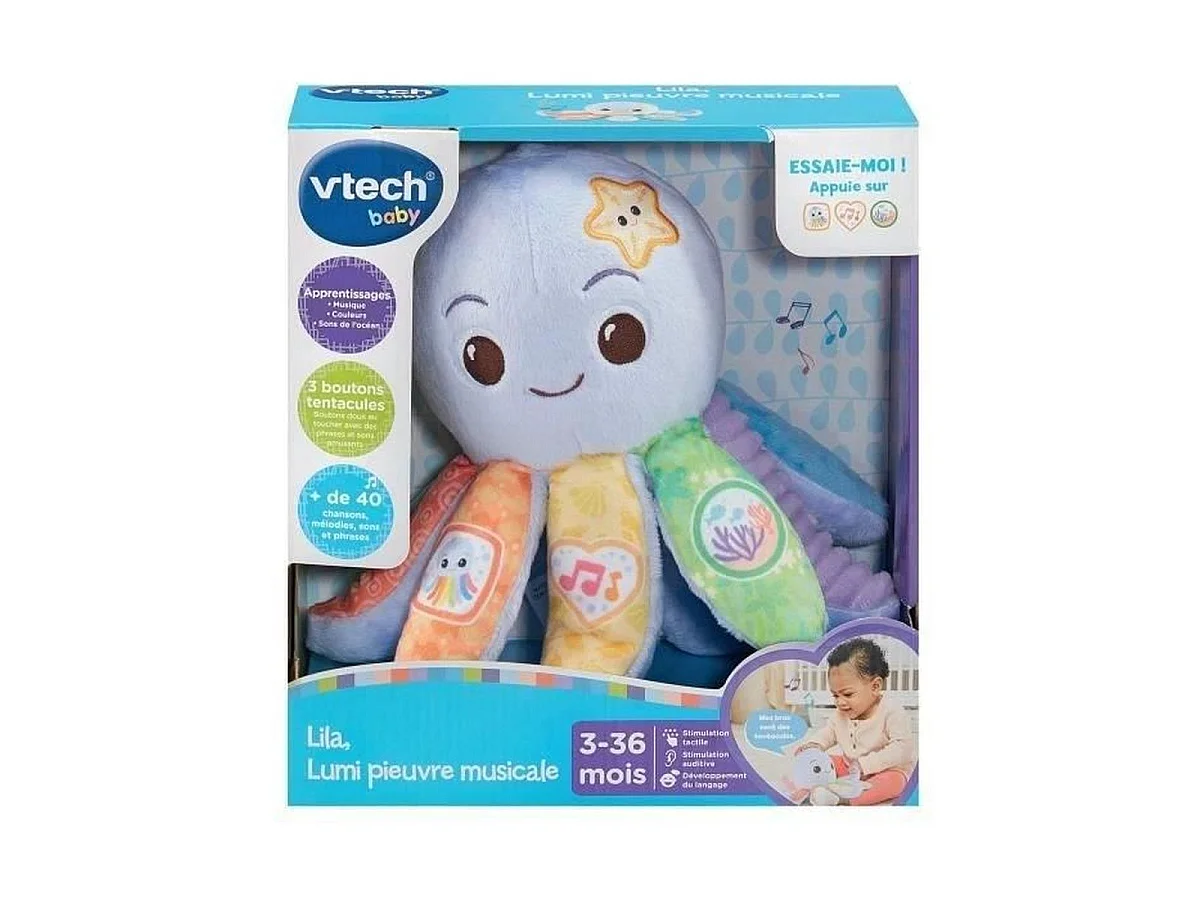 Brinquedo de Pelúcia Musical Interativo Polvo Lila VTech para Bebês de 3 a 36 Meses