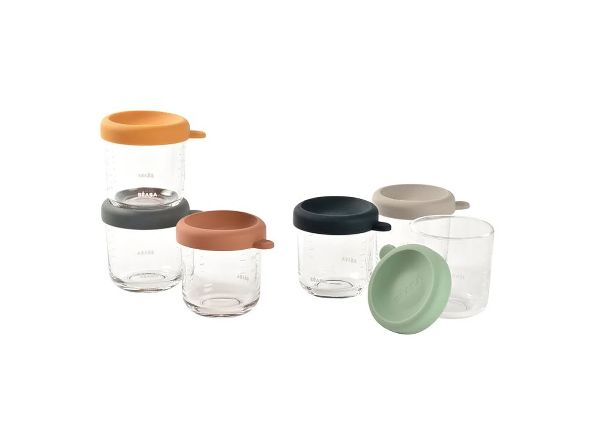 BEABA - Lot de 6 bocaux en verre trempé 250 ml pour bébé (réf. 914008)
