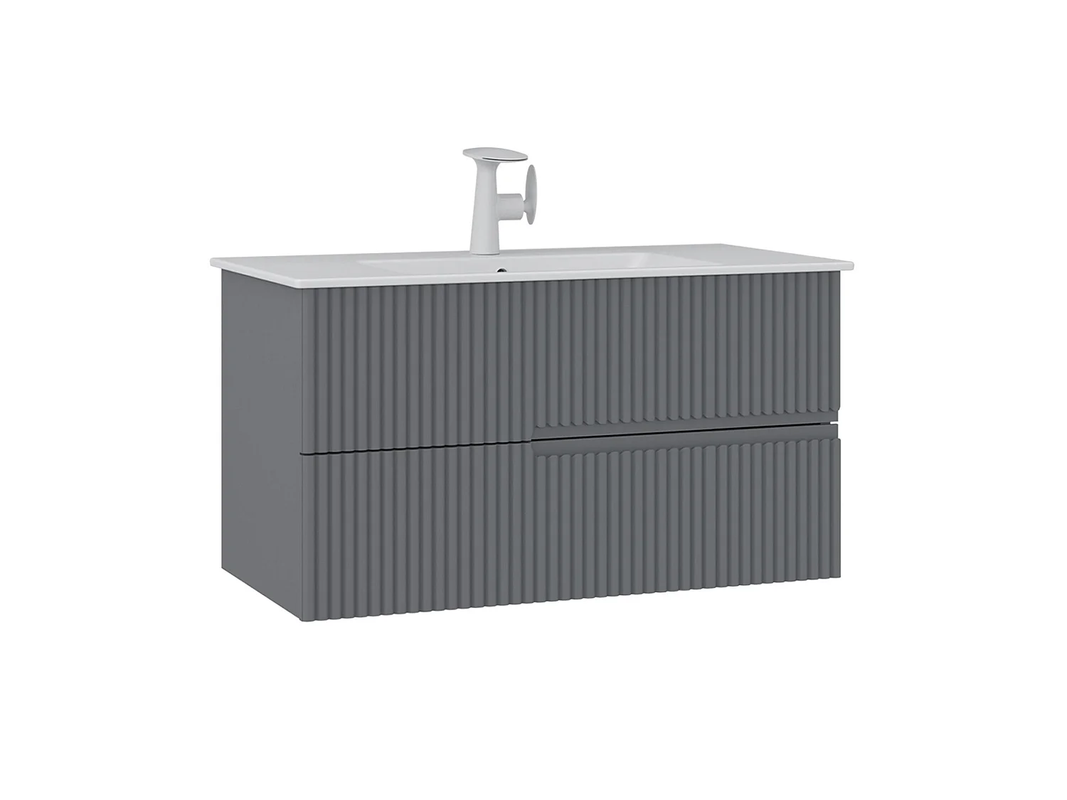 Wastafelmeubel "Moonlight 90 v2" - 91 x 51 x 51 cm - Matte Grey
