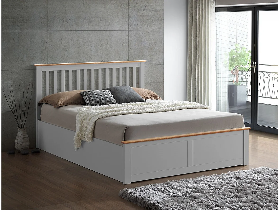 Malmo Grey Wooden Ottoman Bed Double