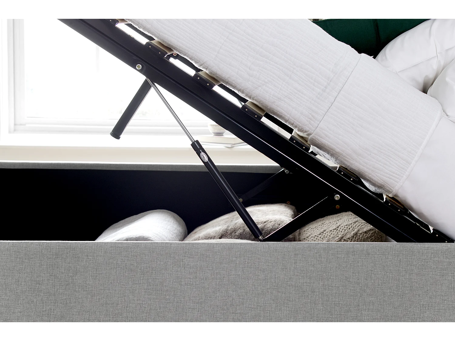 Wilson Grey Fabric Ottoman Bed King Size