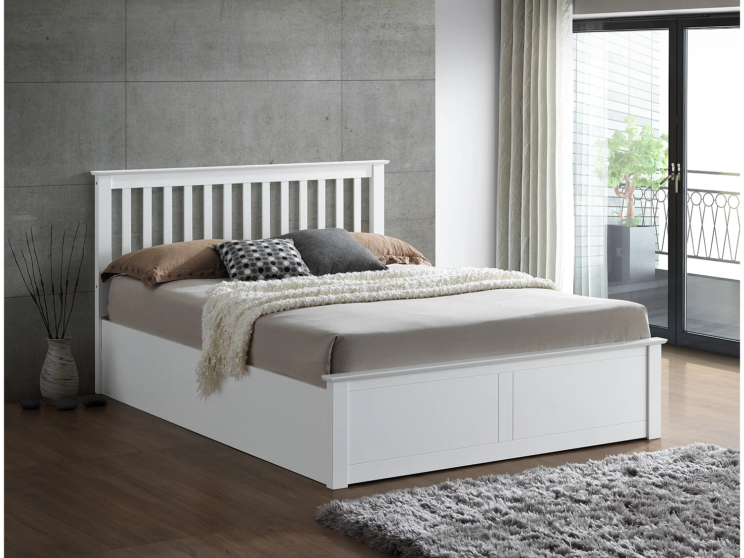 Malmo White Wooden Ottoman Bed King Size
