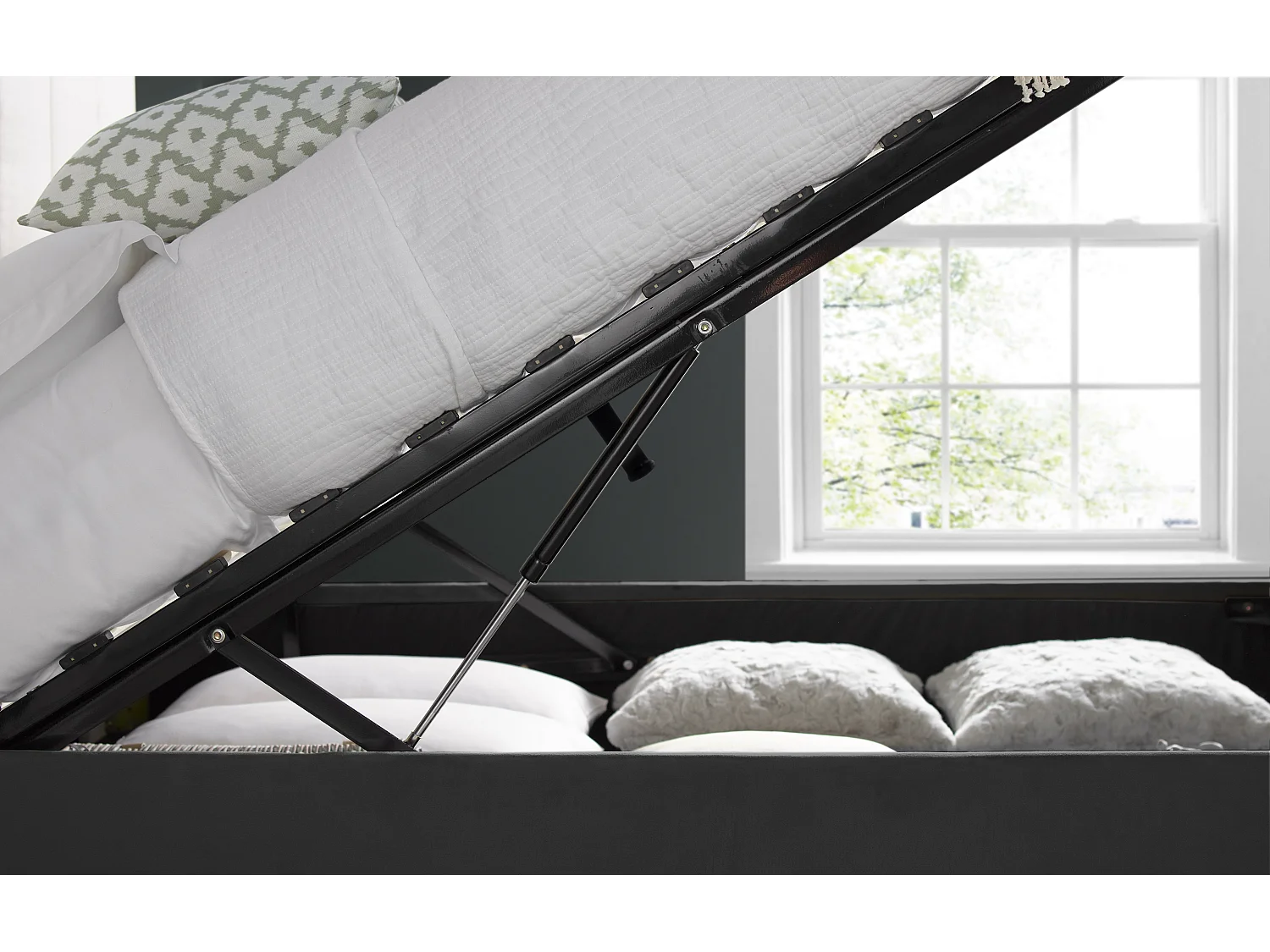 Aurora Grey Velvet Ottoman Bed Double