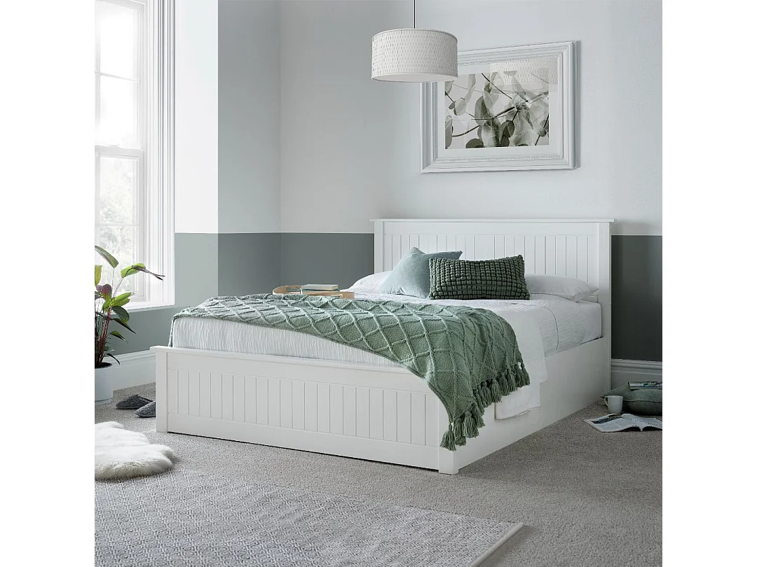Dawson White Wooden Ottoman Bed King Size