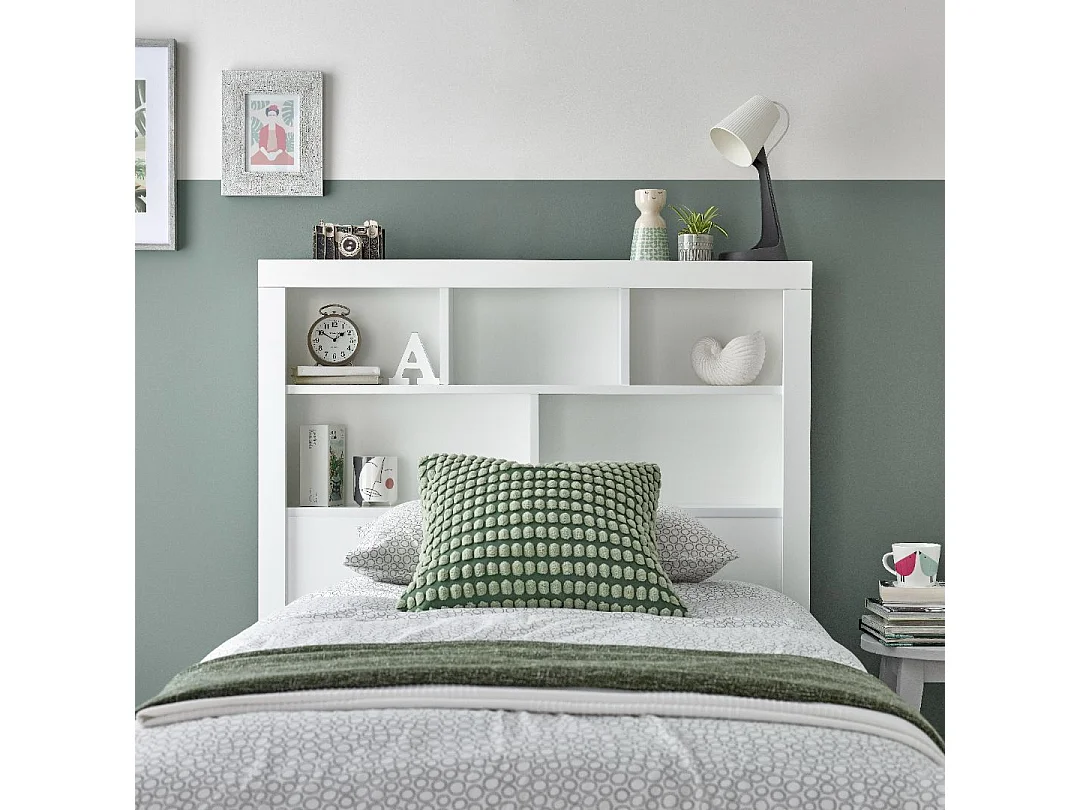 Oscar White Wooden Bookcase Ottoman Storage Bed Single