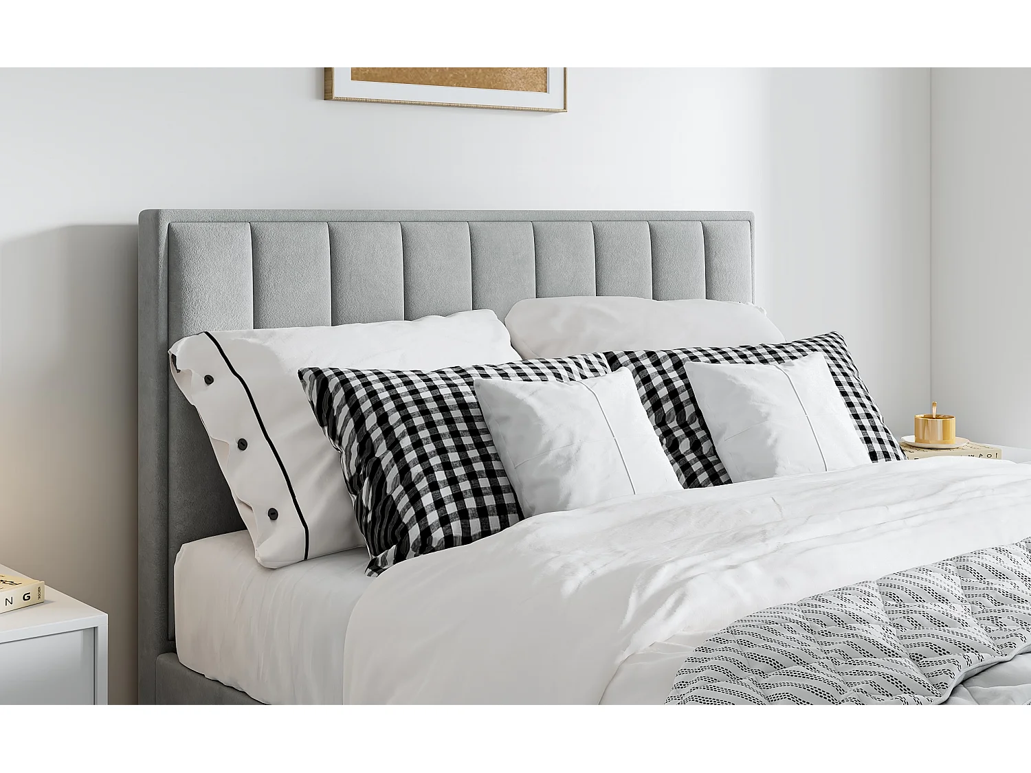 Rhodes Grey Velvet Ottoman Bed Double