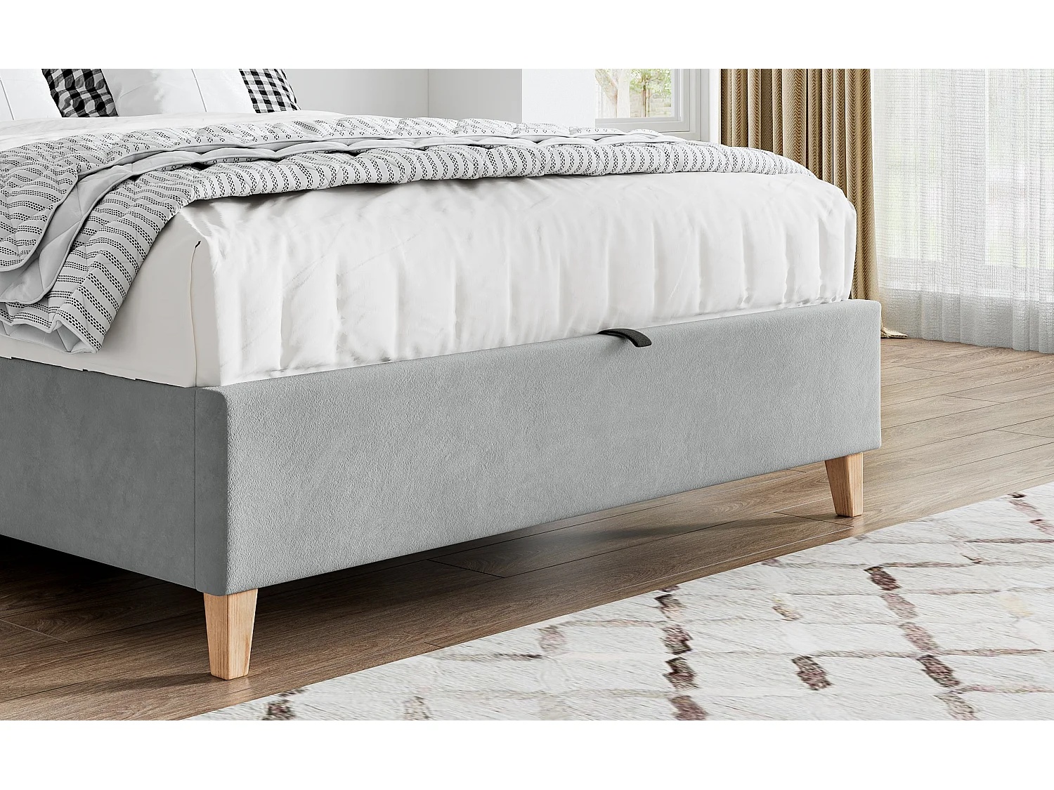 Rhodes Grey Velvet Ottoman Bed Double
