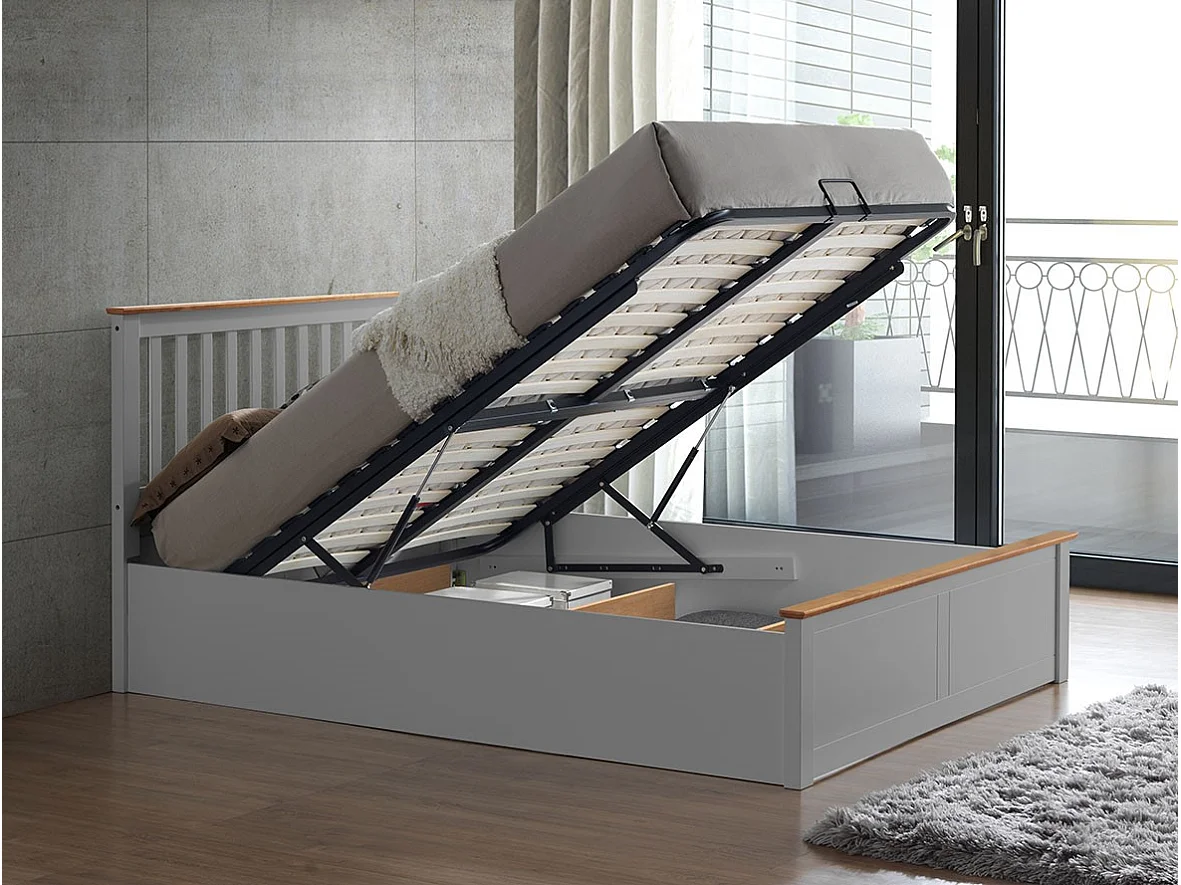 Malmo Grey Wooden Ottoman Bed King Size