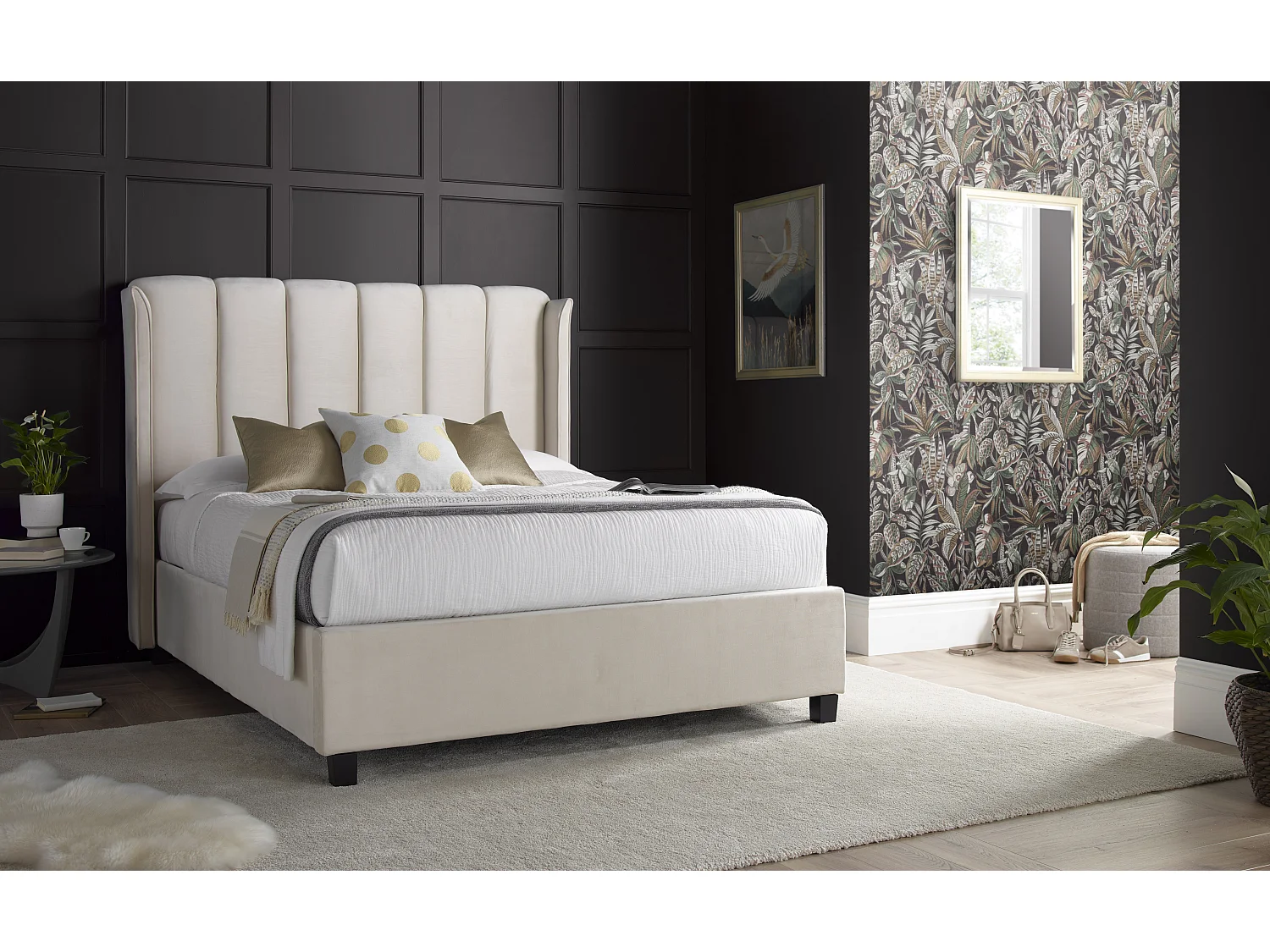 Aurora Warmstone Velvet Ottoman Bed Double
