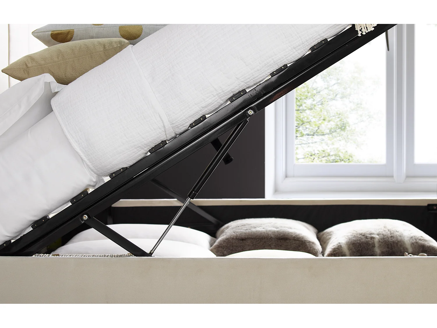 Aurora Warmstone Velvet Ottoman Bed Double