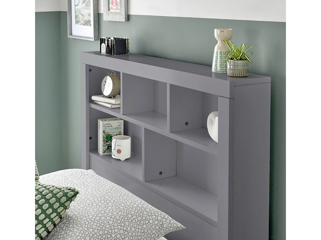 Oscar Grey Wooden Bookcase Ottoman Storage Bed Single