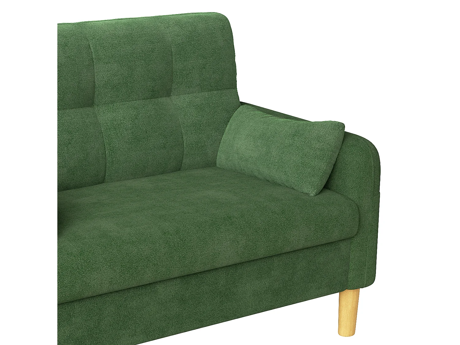 Modern soffa 2 platser – med 3 kuddar – med 1 sidoförvaringsficka – grön