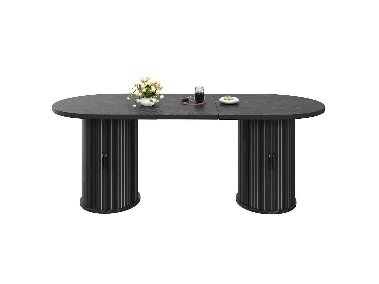Table à Manger Extensible 149.8-189.7cm - Table Multifonction avec Rangement Caché, Système Télescopique, Design Modulable - Noir