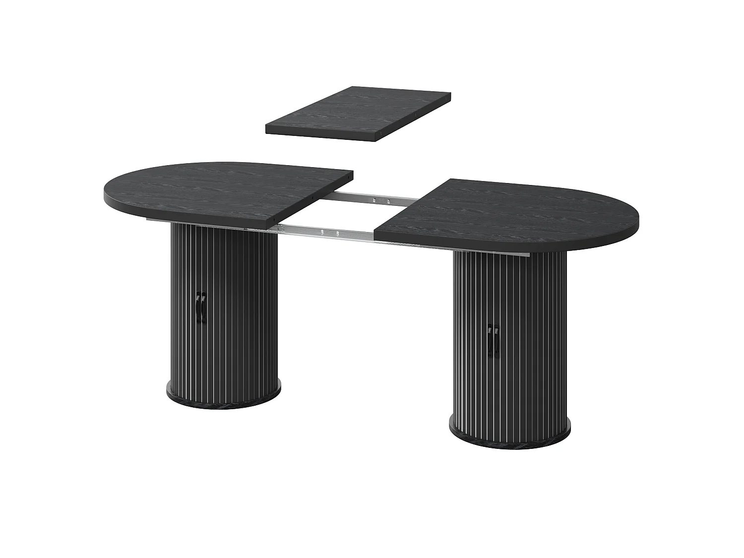 Table à Manger Extensible 149.8-189.7cm - Table Multifonction avec Rangement Caché, Système Télescopique, Design Modulable - Noir