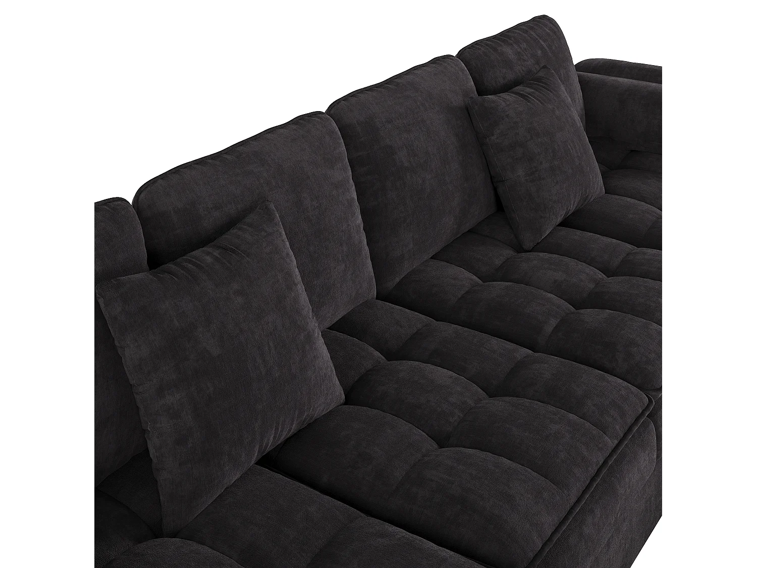 U-formad hörnsoffa - 4 platser - med 2 chaise longues - 2 kuddar - ben i guldmetall - svart