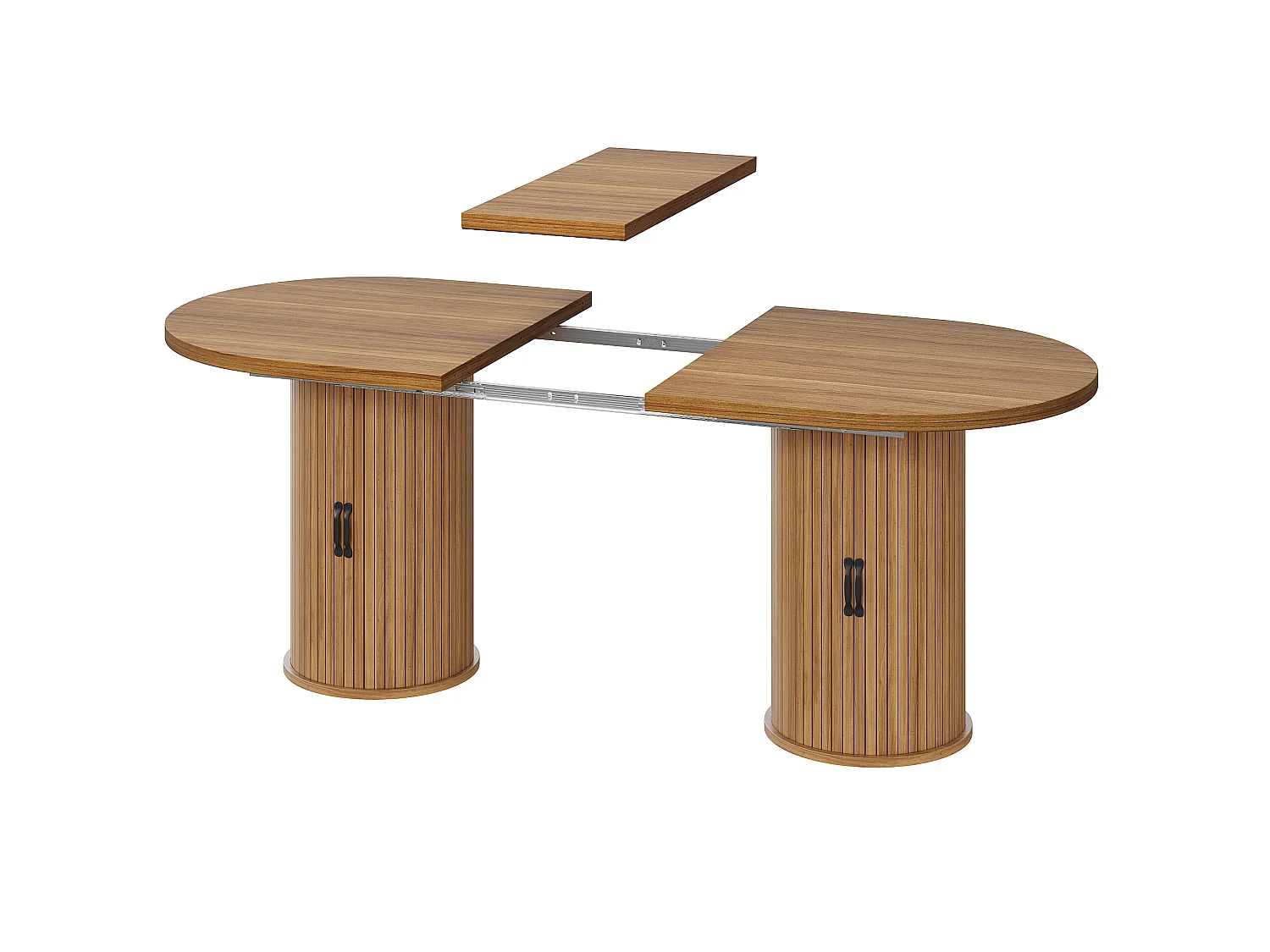 Table à Manger Extensible 149.8-189.7cm - Table Multifonction avec Rangement Caché, Système Télescopique, Design Modulable - Brun Foncé