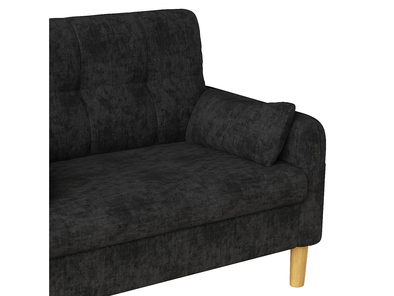 Modern soffa 2 platser – med 3 kuddar – med 1 sidoförvaringsficka – grå
