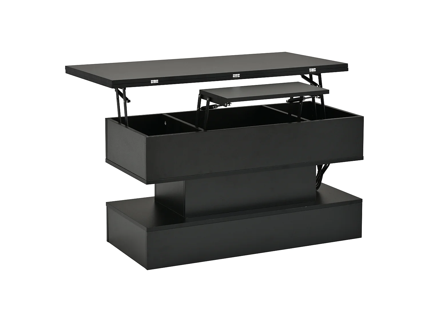 Table basse relevable 100 x 50 x 51,5 cm - Avec ports USB et Type-C - Avec éclairage LED - Noir