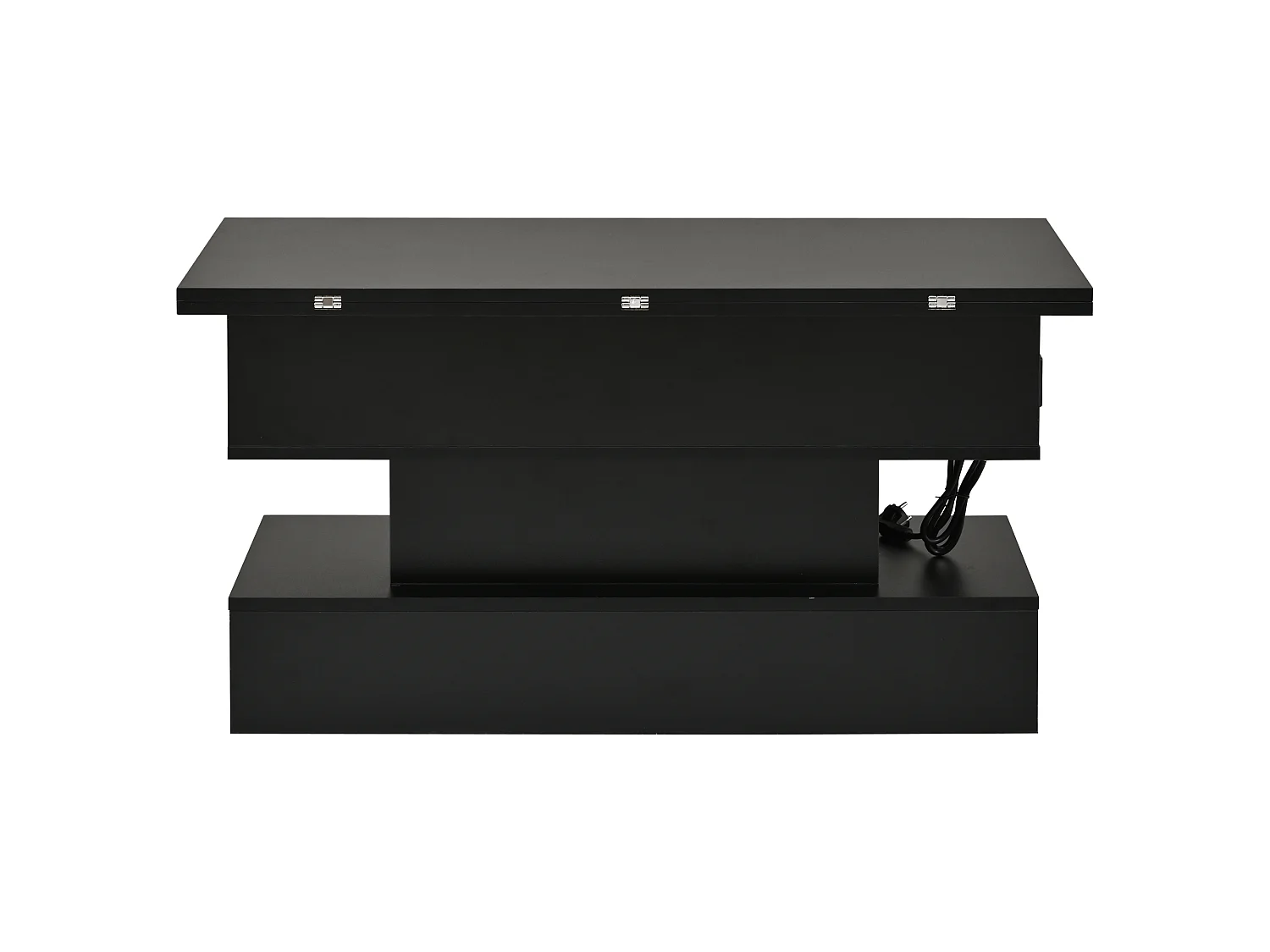 Table basse relevable 100 x 50 x 51,5 cm - Avec ports USB et Type-C - Avec éclairage LED - Noir