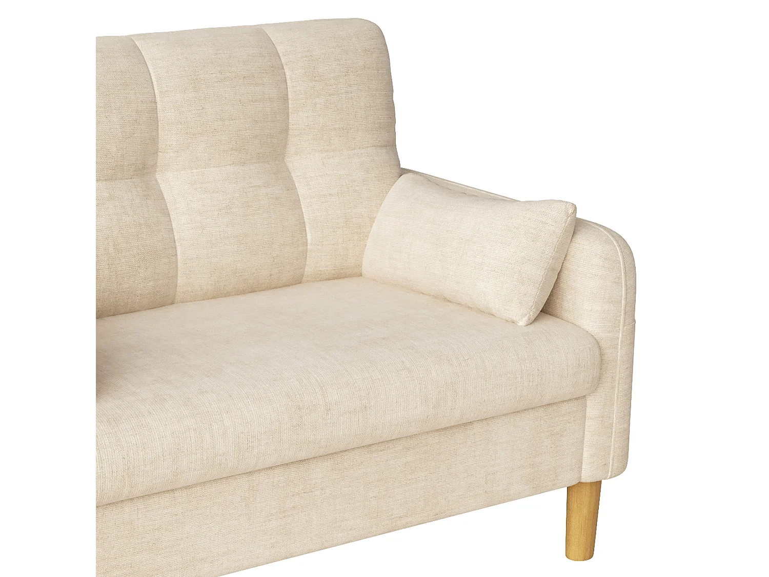 Modern soffa 2 platser – med 3 kuddar – med 1 sidoförvaringsficka – beige