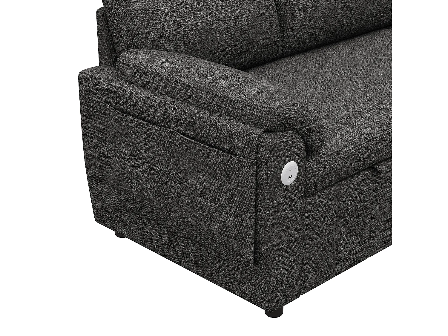 Hörnsoffa i L-form - med utbytbar chaise longue - förvaringsutrymme - USB/Type-C-port - grå
