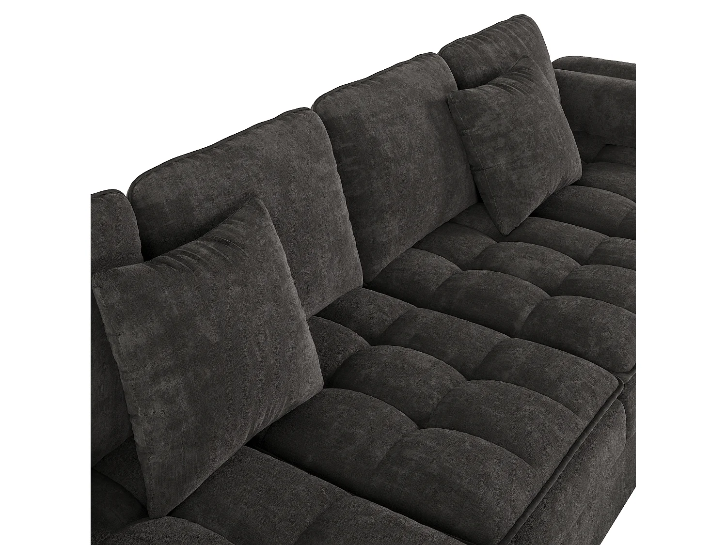 U-formad hörnsoffa - 4 platser - med 2 chaise longues - 2 kuddar - ben i guldmetall - grå