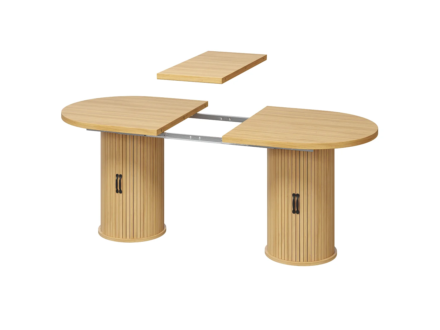 Table à Manger Extensible 149.8-189.7cm - Table Multifonction avec Rangement Caché, Système Télescopique, Design Modulable - Naturel