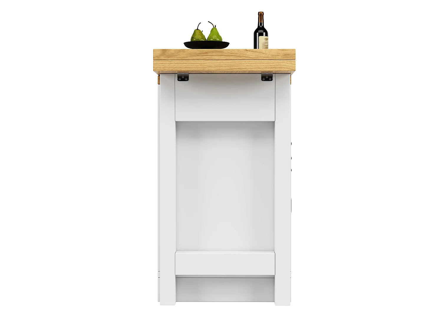 Isla Central Cocina 120-197cm - Mesa de Comedor Giratoria 360°, Puerta Corredera Estilo Granero, Almacenamiento, Diseño Rústico Moderno - Blanco