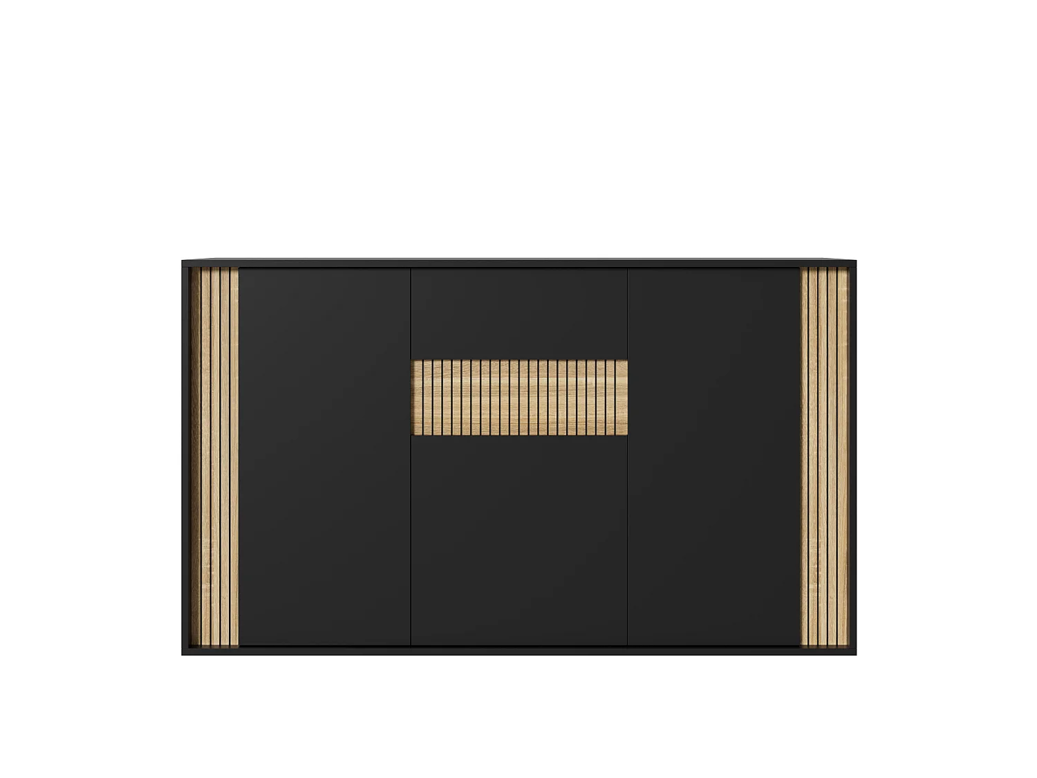 Buffet moderne 140x40x82cm - avec 1 tiroir et 3 portes - lumières LED à intensité variable - Noir