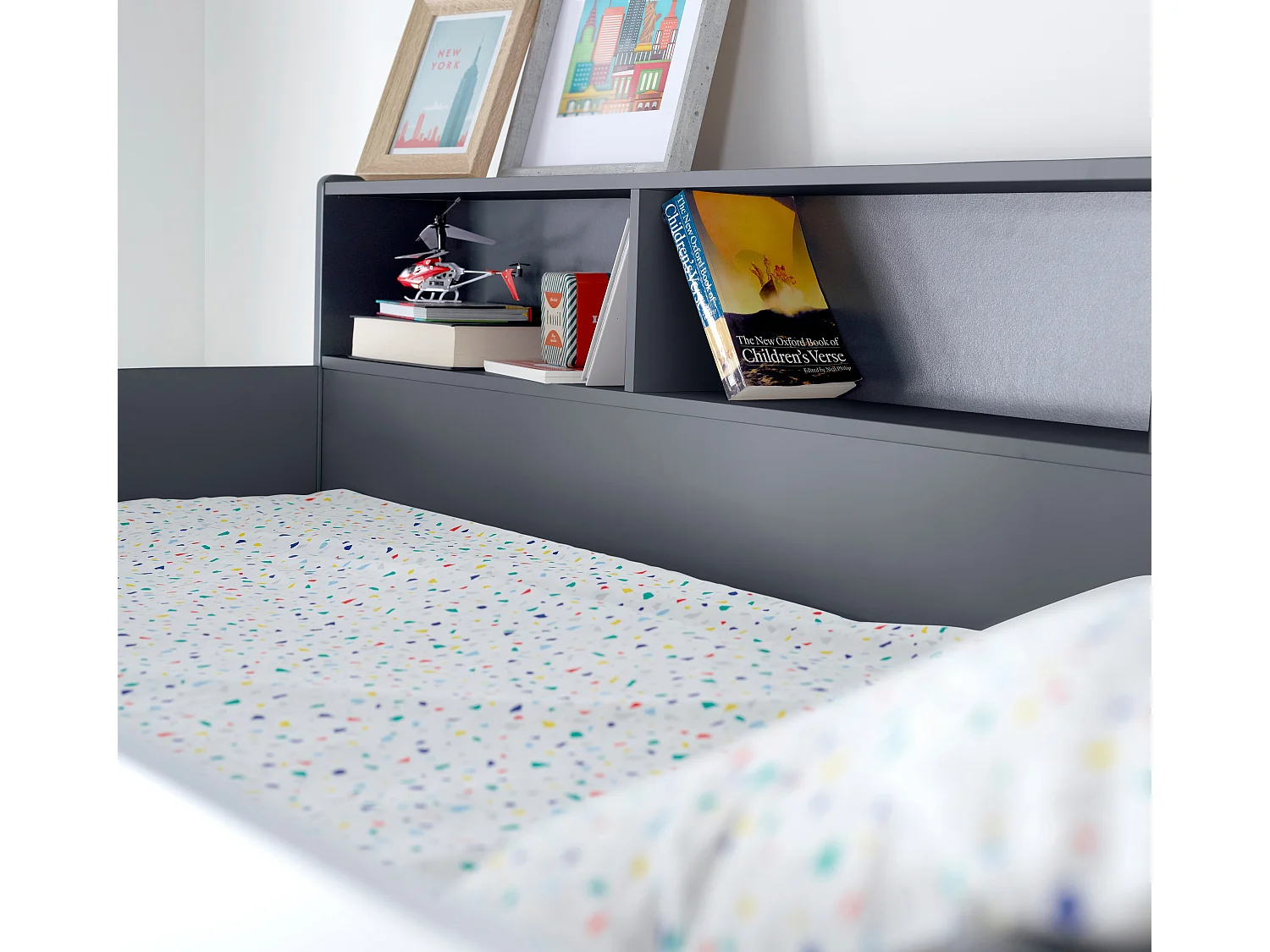 Oliver Onyx Grey Triple Sleeper Storage Bunk Bed Without Drawer