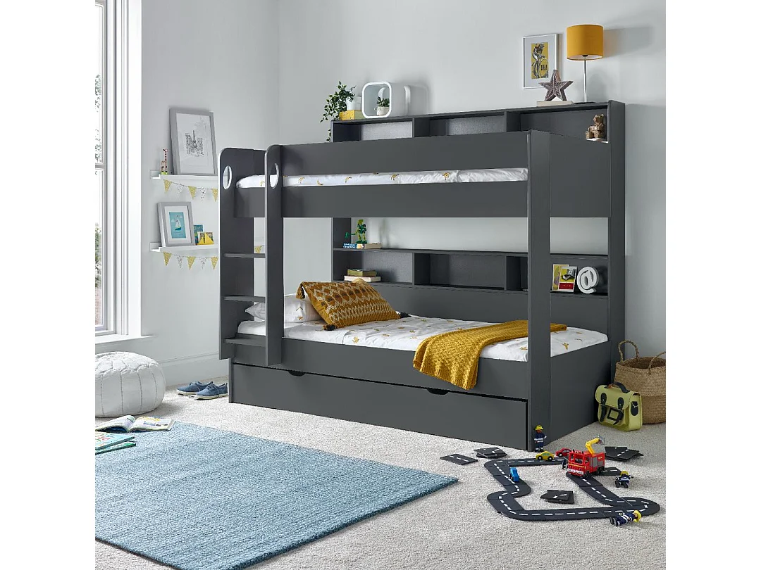 Oliver Onyx Grey Storage Bunk Bed Without Drawer