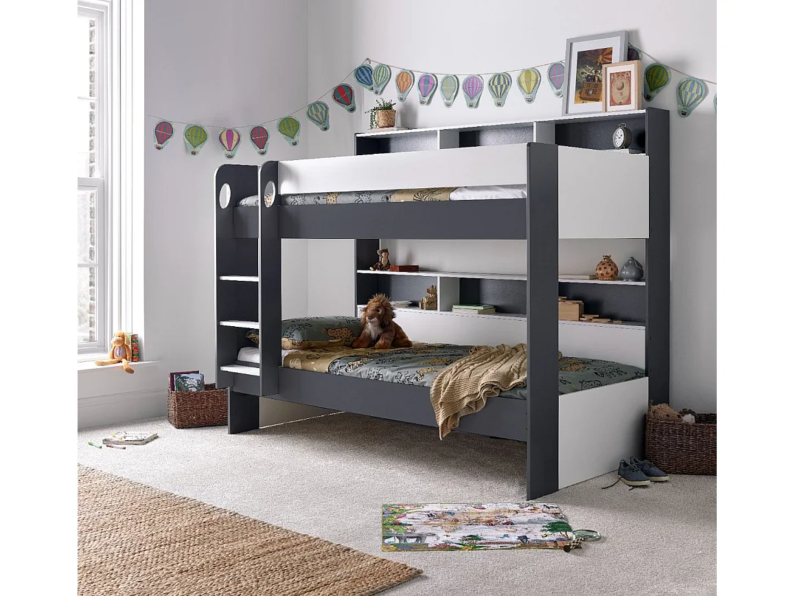 Oliver Grey and White Storage Bunk Bed With Drawer