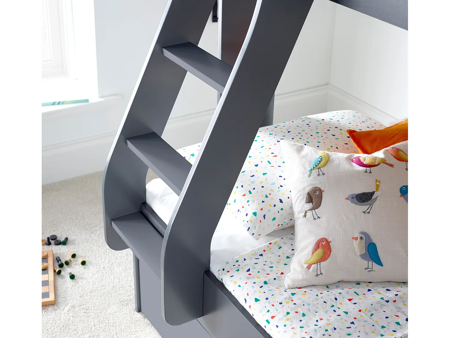 Oliver Onyx Grey Triple Sleeper Storage Bunk Bed With Drawer