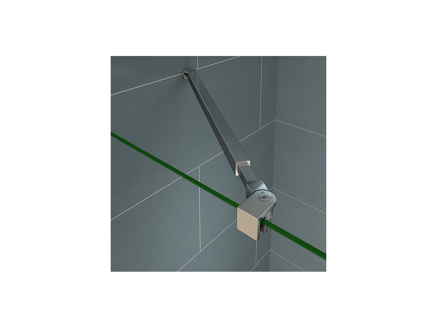 Paroi de douche à l'italienne verre dépoli au centre 100+40x200cm avec retour pivotant, avec barre de fixation 73-120cm