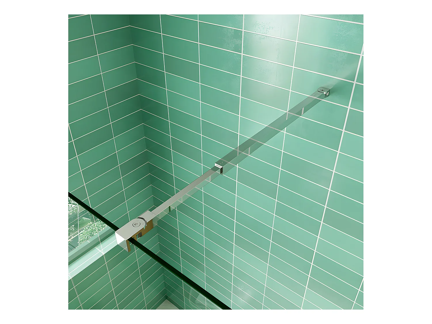 Paroi de douche à l'italienne 110x200cm avec retour pivotant 50x200cm - Verre securit - Avec barre de fixation 73-120cm en carré